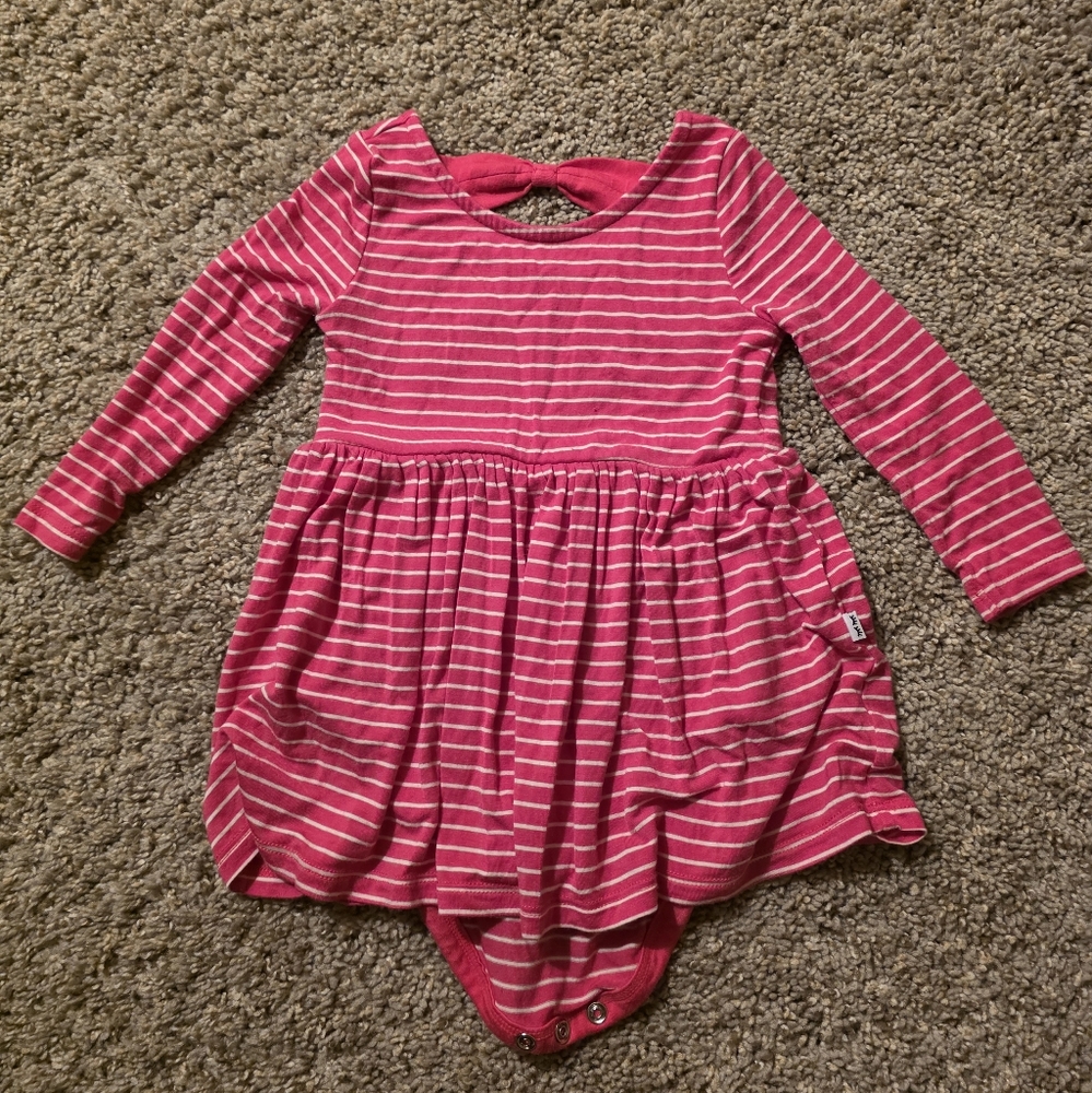 Little Sleepies Flutter Twirl Dress | Pink Stripe | 6-12 Mo